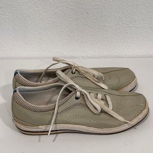 Keds Spirit Sneakers Walking Shoes Womens Sz 9.5 Leather Oxford Lt Gray WH14169M